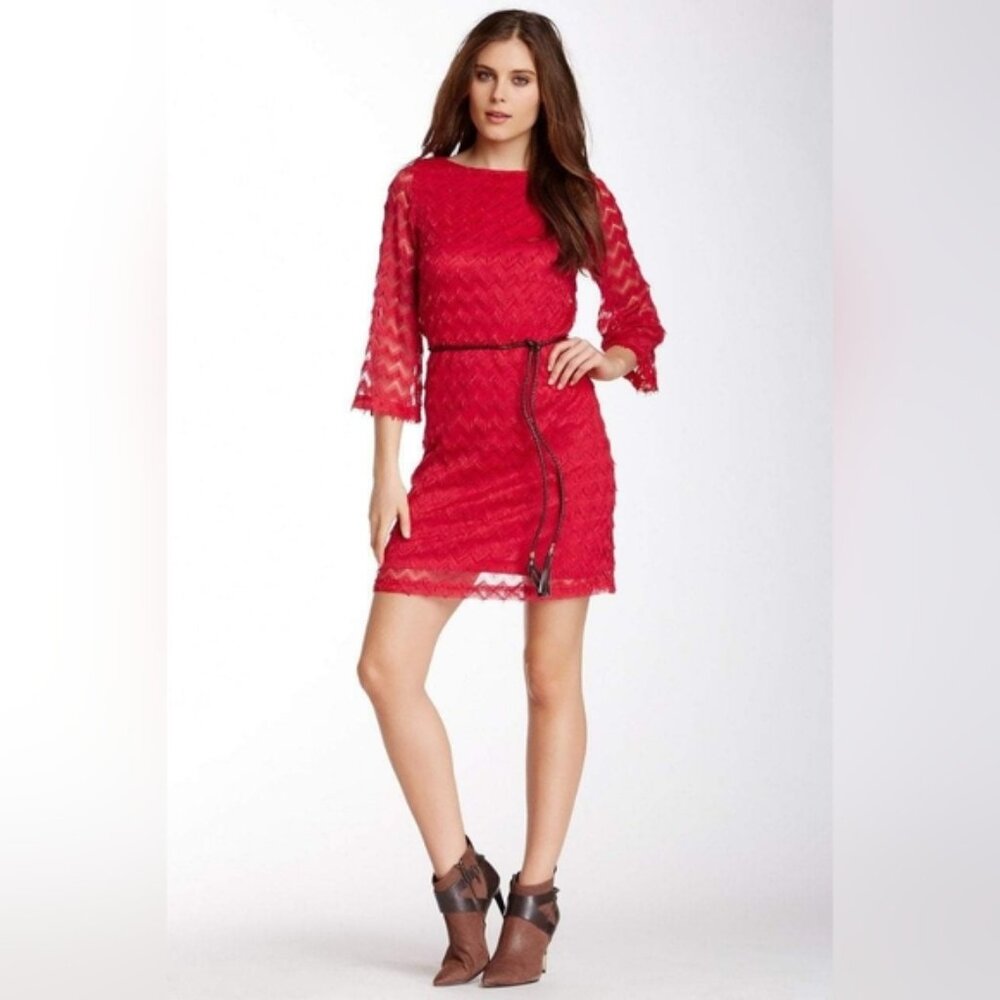 NWT Sharagano Noir Flapper Eyelash Dress